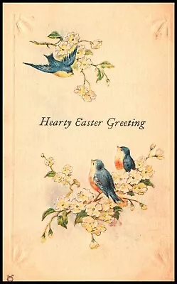 C1920s Easter Hand Colored Songbirds Bird In Flight Embossed Flower Postcard 525 • $2.25