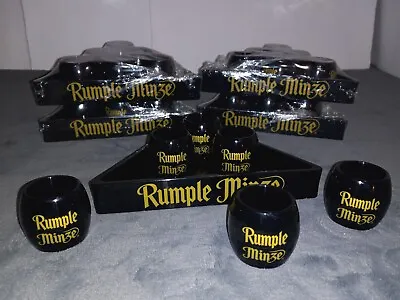 Rumple Minze Set Of 6 Plastic Shot Glasses & Triangle Holder Vintage NOS *READ* • $34.95