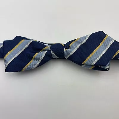 Saks Fifth Ave Avenue Adjustable Self Tie Silk Bow Ties Pre-tied Blue White Gold • $24.99