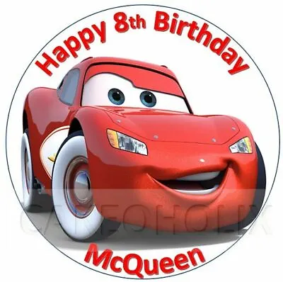 £4.32 • Buy Cars Lightning McQueen Edible Birthday Cake Topper With Personalised Message
