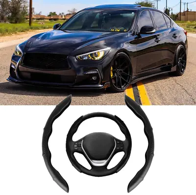 15'' Carbon Fiber Car Steering Wheel Cover Leather For Infiniti Q50 Q60 G35 G37  • $15.19