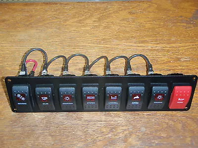 Switch Panel Marine Boat Carling V1d1 8 Switches Wired Psc-81-bk Electric Red • $208.95