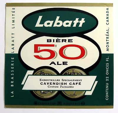 Brasserie Labatt Limitee LABATT 50 - CAVENDISH CAFE  Beer Label CANADA 22oz • $1.95