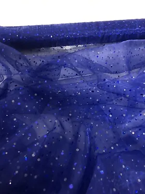 1 Mtr Royal Blue Sequin Hologram Organza Fabric 58”wide.voileweddingbridal • £4.95