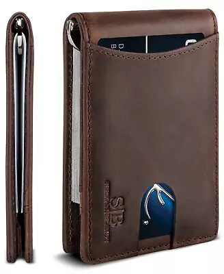 SERMAN BRANDS- Genuine Leather RFID Blocking Slim Minimalist Front Pocket Wallet • $29.99