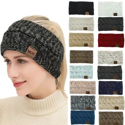 Winter Ear Warmer Headbands For Women Knit Hair Band Head Wrap Fleece Lined • £3.59