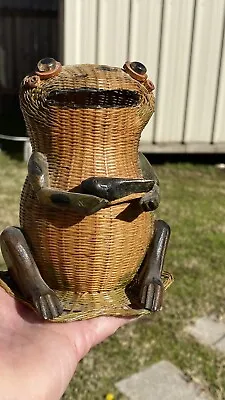 Vintage Wicker Frog Green Color Whimsical • $50