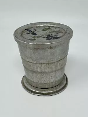 Vintage Aluminum Tin Collapsible Drinking Cup Lid Camp Travel Floral • $5.17