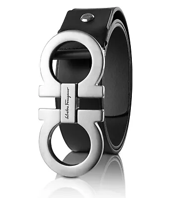 £362.61 • Buy Authentic NIB Salvatore Ferragamo Gancini Adjustable Black Leather Belt Mens 95