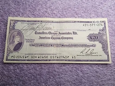 20lb British Sterling American Express Travellers Cheque With Holder $$$RARE$$$ • $18