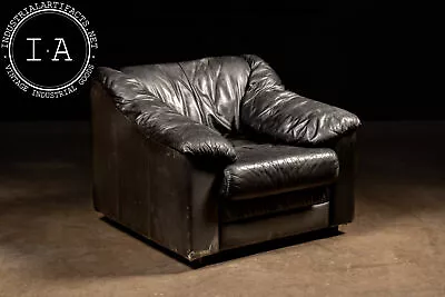 Black Leather Overstuffed Chair • $2475