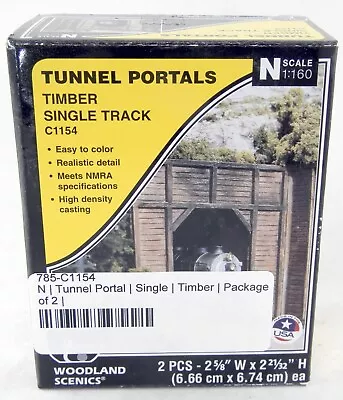 N Scale Timber Tunnel Portals Single Track - Woodland Scenics #C1154 • $11