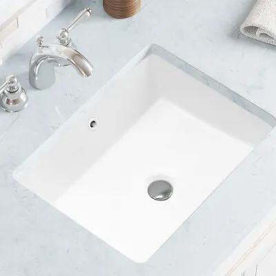 50CM Undermount Bathroom Sink Rectangle White Ceramic Under Counter Wash Basin  • £42.95