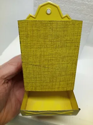 Vintage TIN MATCH BOX HOLDER YELLOW MUSTARD COLOR  • $20