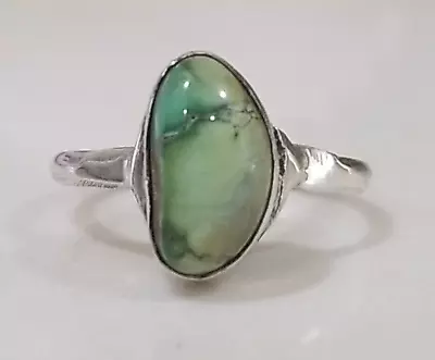 Vintage Native American Petite Green Turquoise Sterling Silver 925 Ring- Sz 6 • $29.54