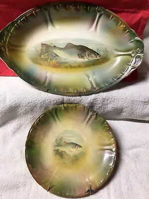 Vintage Bonn Franzant Mehlem Germany Fish Motif Platter And Plate Set Stamped • $60.99