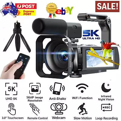 Video Camera Camcorder 5K 56MP YouTube Camera WiFi IR Night Vision W/ Tripod AU! • $185.99