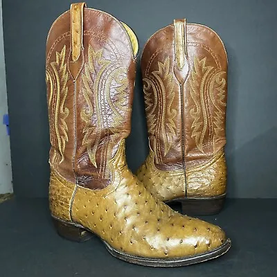 Corral Men's Exotic Ostrich Western Boot Brown Leather Round Toe - Sz 9.5 D • $120