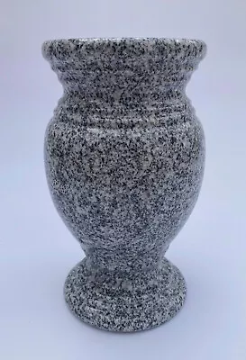 Turned Memorial Round Granite Vase Gray 5.5 X9  • $140