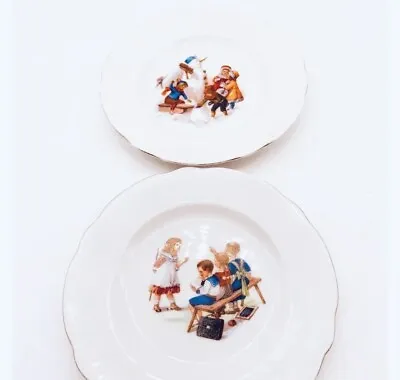 Vtg Victoria Czecho-Slovakia Porcelain Childhood Themed Plates 4.92  Set Of 2 • $18.23