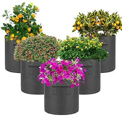£9.99 • Buy 5 Pack Of 7 Gallons Plant Grow Bags Non-Woven Fabric Container Tomatoes Veg Pots