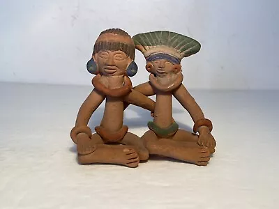 $12.99 • Buy Handmade & Painted Two Person Folk Art Terra Cotta Figurine Mayan Aztec READ