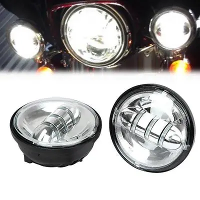 $46.99 • Buy 2x 4.5  Chrome LED Auxiliary Passing Lights Lamp For Harley FLHX Street Glide US