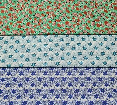 Egyptian Cotton Fabric Vintage Floral Printed 33  Wide • £5.29