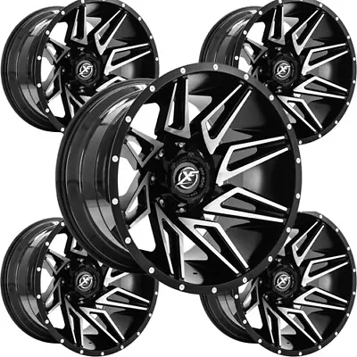 (5) XF Off-Road XF-218 20x9 6x135/6x5.5  +0 Black/Machined Wheels Rims 20  Inch • $1706.30