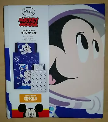 Disney Mickey Mouse Astronaut Single Easy Care Duvet Bedding Set With Pillowcase • £13.95