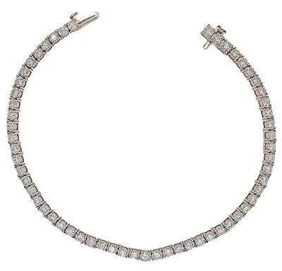 2ct Round G-VS1 Diamond 7  Bracelet Solid Sterling Silver Laboratory Grown 8.18g • $553.50