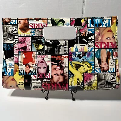 Vintage Pop Art Paris Magazine Vinyl Purse 14”x9” NICE • $10