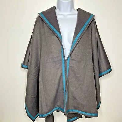 NWT IMAN Wms OSFA Global Handkerchief Hem Cape Jacket Poncho Grey Wool Blend • $24.60