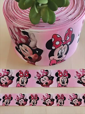 7/8 1.5 & 3  (1 YD) Minnie Mouse Grosgrain Ribbon Disney Polka Dot Hair Bow  • $1.20