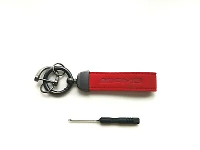 Red Leather Classic Mercedes Benz AMG Car Key Ring Chain Gift Keyring Buckle • $18.95