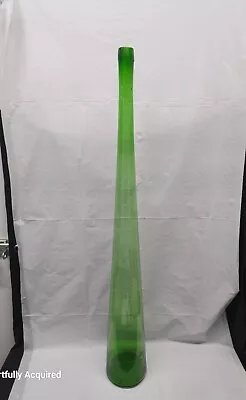 37 In. Hand Blown Glass Bottle Vase Vintage Green Art Glass Empoli Blenko Style  • $595