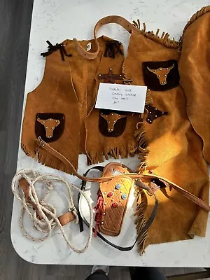 Children's Brown Suede Vest & Chap Set And Accessories • $35