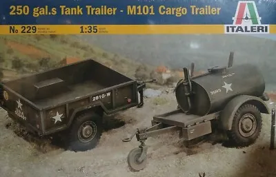 Italeri 1/35 Scale Kit 229 250 Gal. Tank Trailer & M 101 Cargo Trailer. • $28.99