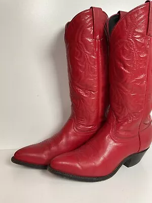 Vintage Tony Lama Bright Red Cowgirl Boots 7 M 80s 90s • $199.99