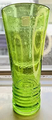 Global Amici Lime Green Bubble Flower Vase Rippled 9  Hand Blown • $39.99