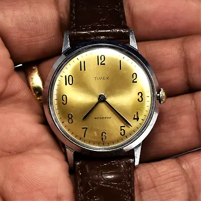 Vintage 1965 Timex Marlin Men Watch Golden Full Number Dial Serviced Keeps Time • $199.99