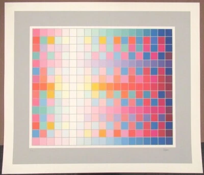 $575 • Buy 1983 Israeli Artist Yaacov Agam Pencil Signed Serigraph,  Square Wave 