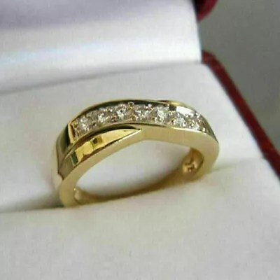 2Ct Lab Created Diamond Engagement Wedding Band Ring 14K Yellow Gold Plated • $159.99