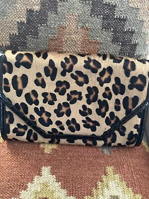 Chico's Envelope Clutch Convertible Purse Leopard Print Calf Hair Bag Leather • $29.99