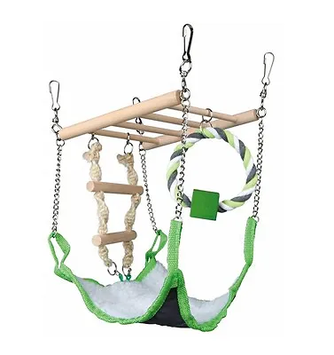 Hamster Bed HAMMOCK ROPE SUSPENSION BRIDGE LADDER TOY Activity Centre 17×22×15  • £7.29