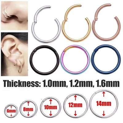 $2.63 • Buy Titanium Seamless Segment Clicker Septum Nose Ring Piercing Hoop Hinged Sleepers