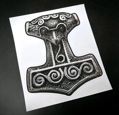 Precut Silver Viking Mjolnir Sticker / Decal Thors Hammer Norse Asatru Pagan • $3.67