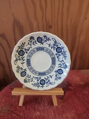 Myott Meakin Blue Onion Floral Round Scalloped 6   Saucer Plate England Vtg • $8