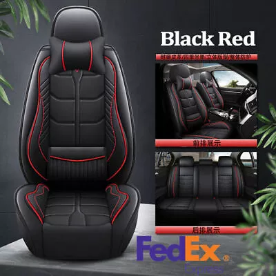 Deluxe Edition PU Leather Car Seat Covers Cushion With Waist Support & Headrest • $67.14