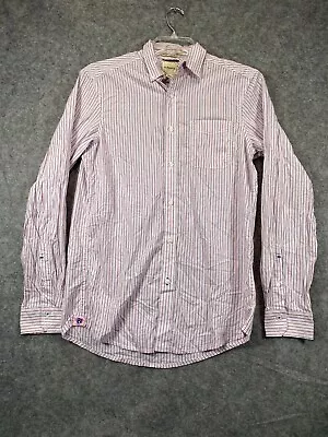 G.H. Bass Monogram Series Button Shirt Mens Small Pink Stripe Slim Long Sleeve • $15.99